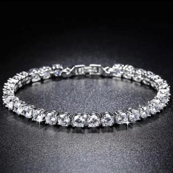 NEW ‘5MM’ 925 STERLING SILVER DIAMOND BRACELET, NICE BRACELET, CUTE BRACELET - Picture 2 of 5